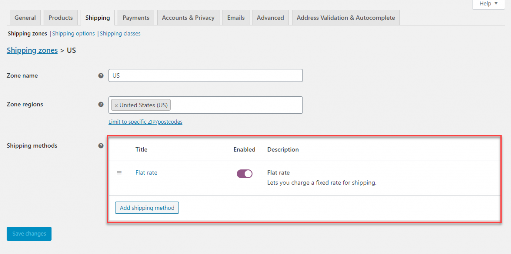 WooCommerce อัตราค่าจัดส่งคงที่