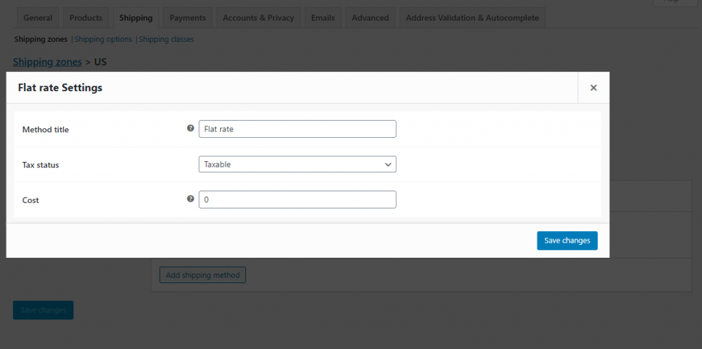 WooCommerce อัตราค่าจัดส่งคงที่