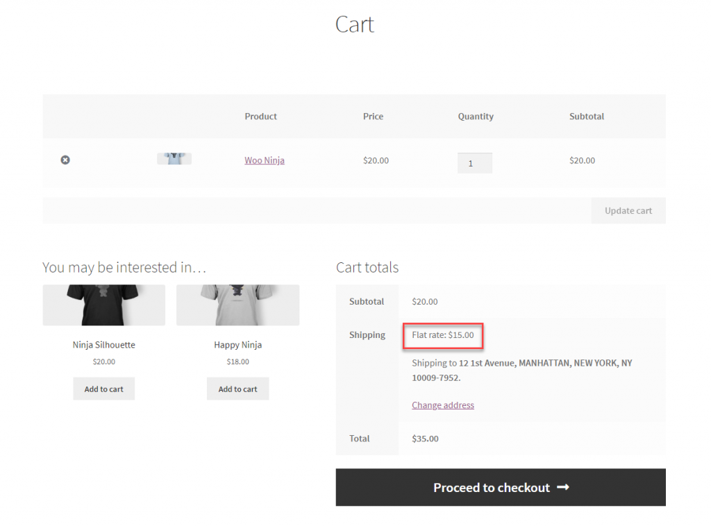 WooCommerce อัตราค่าจัดส่งคงที่