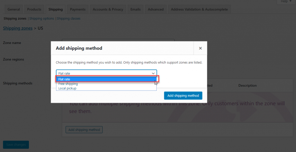 WooCommerce อัตราค่าจัดส่งคงที่