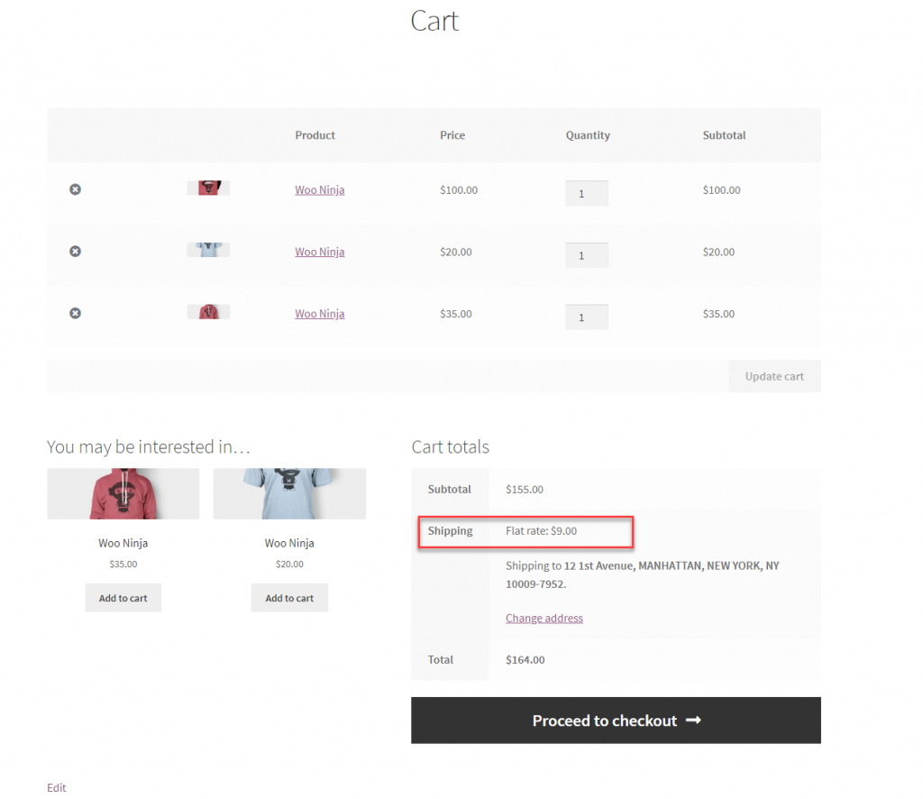 WooCommerce อัตราค่าจัดส่งคงที่