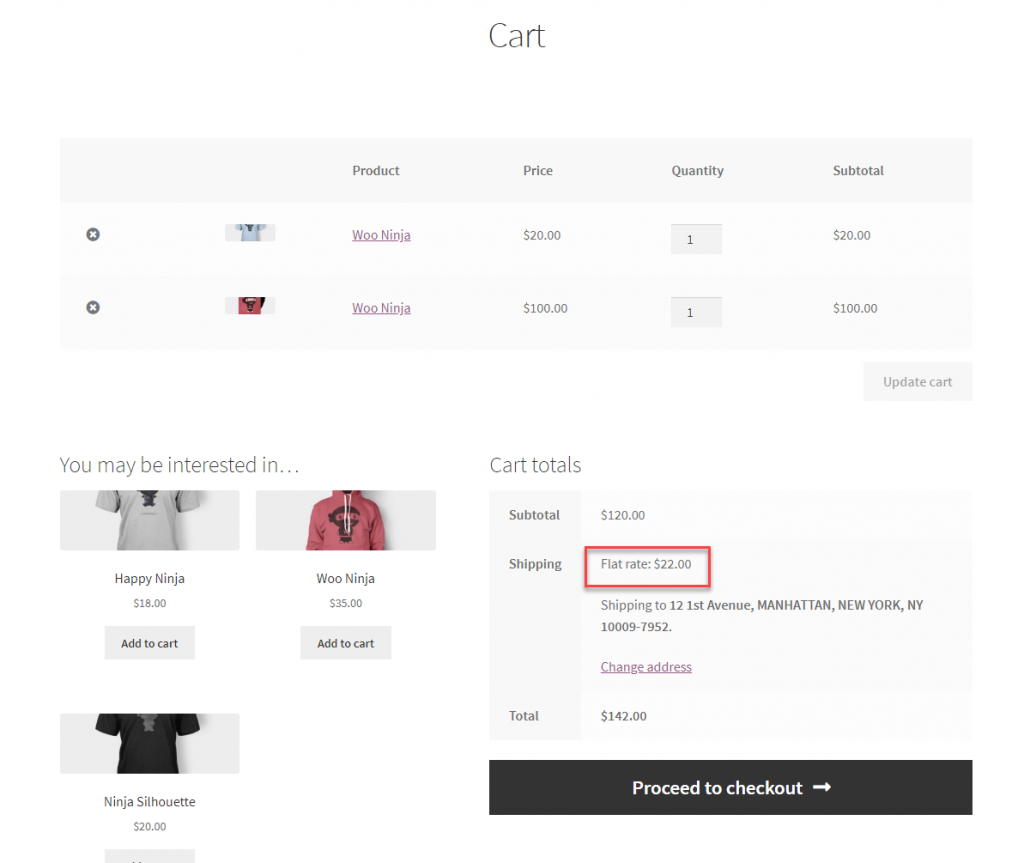 WooCommerce อัตราค่าจัดส่งคงที่