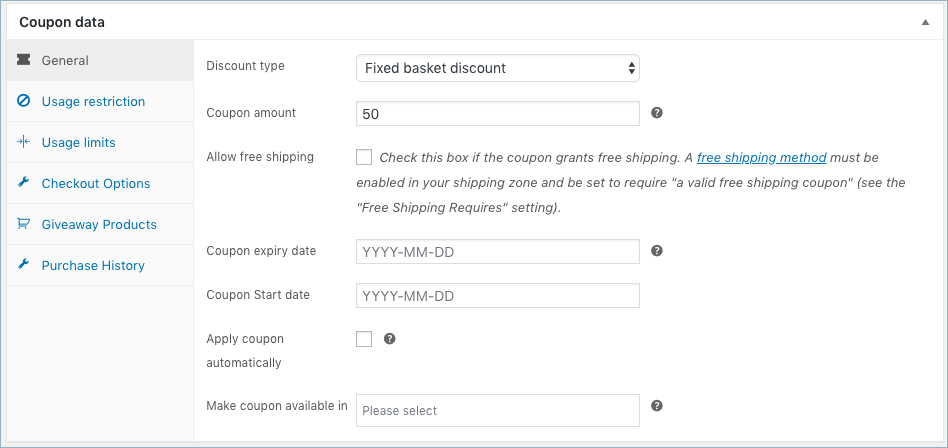 Coupons WooCommerce
