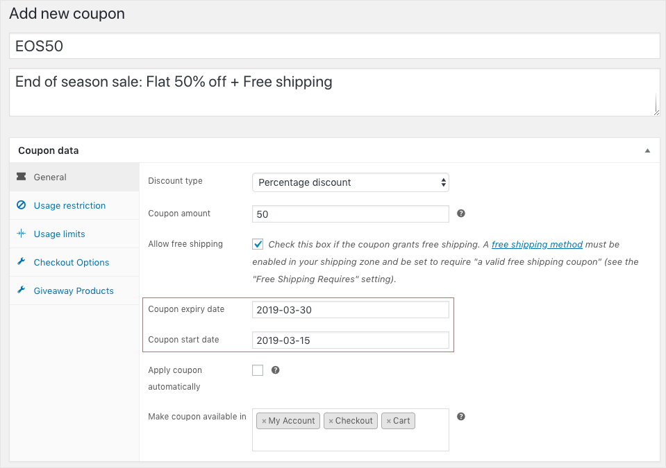 Coupons WooCommerce