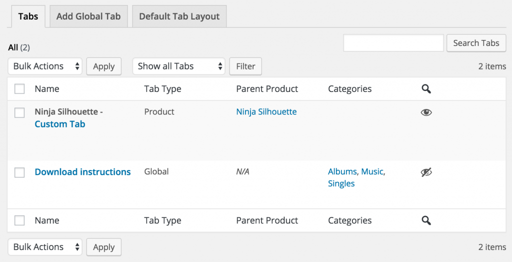 Plugin pengelola tab WooCommerce