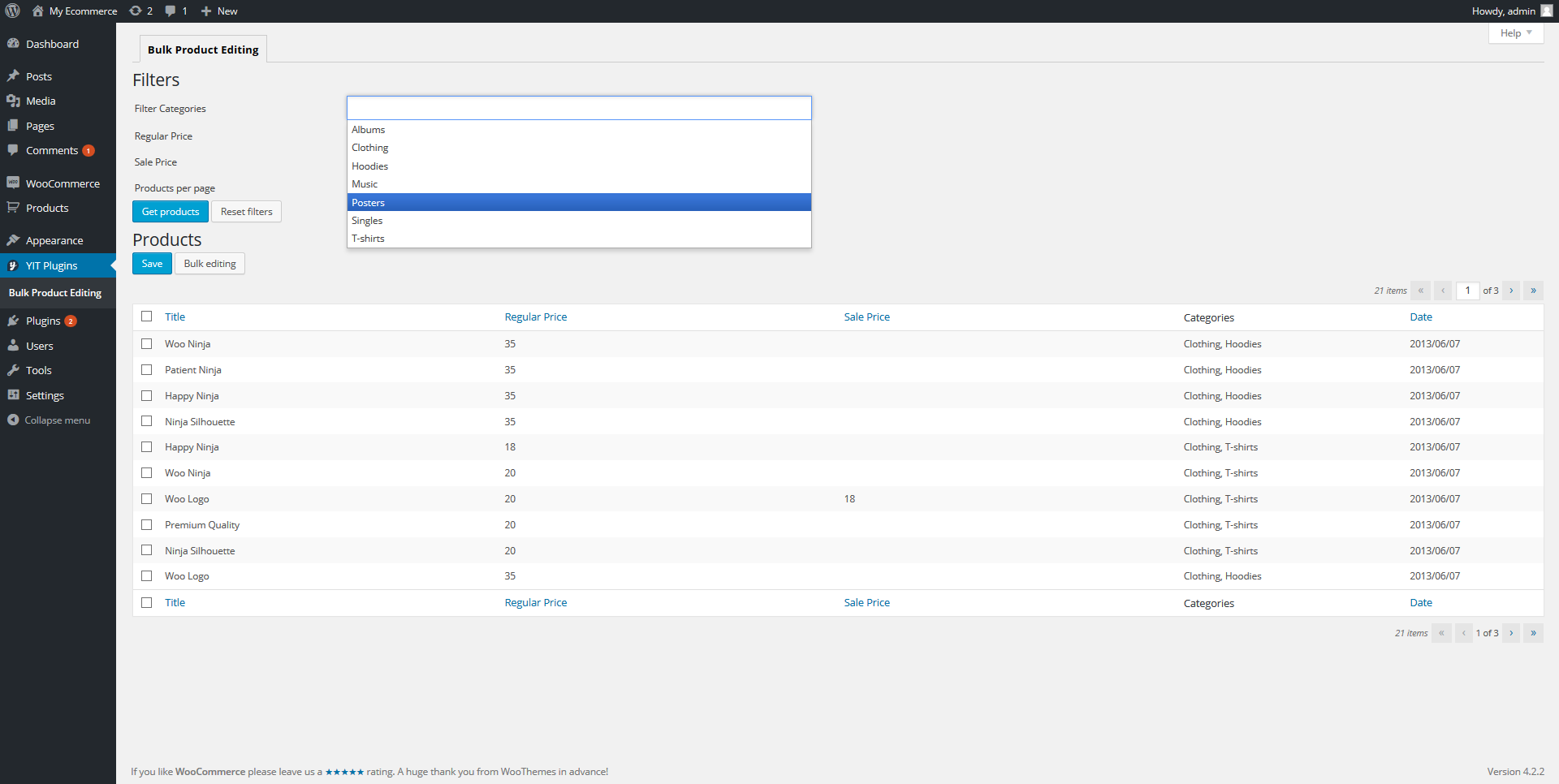 Complementos de edición masiva de WooCommerce