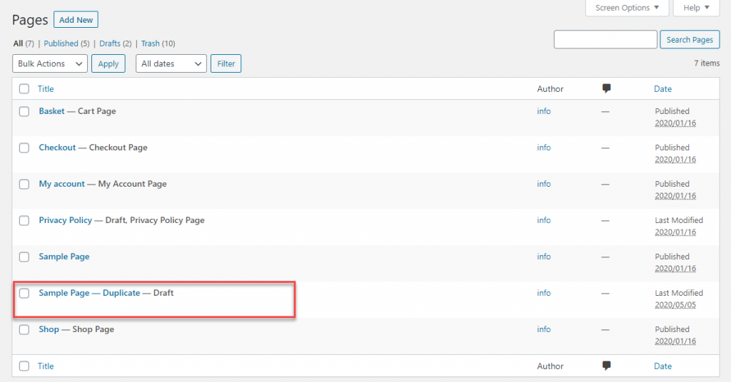 dupliquer une page wordpress