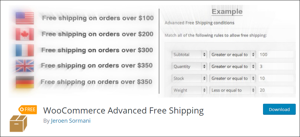 WooCommerce 免费送货 | WooCommerce 高级免费送货插件 WooCommerce Free Shipping | WooCommerce Advanced Free Shipping Plugin