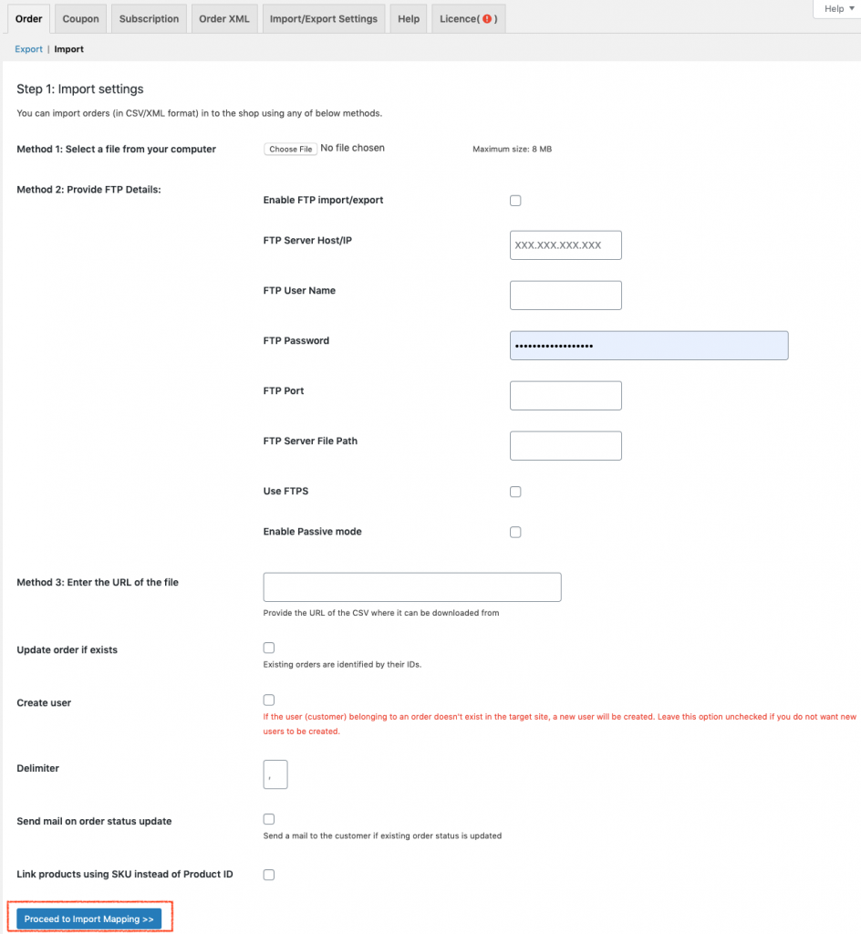 Pesan Ekspor Impor Plugin untuk WooCommerce