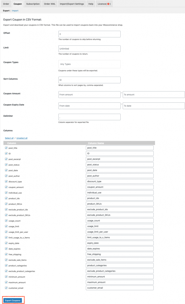 Pesan Ekspor Impor Plugin untuk WooCommerce