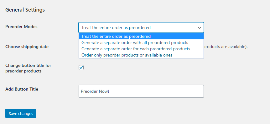 WooCommerce eklentisi için ön siparişler