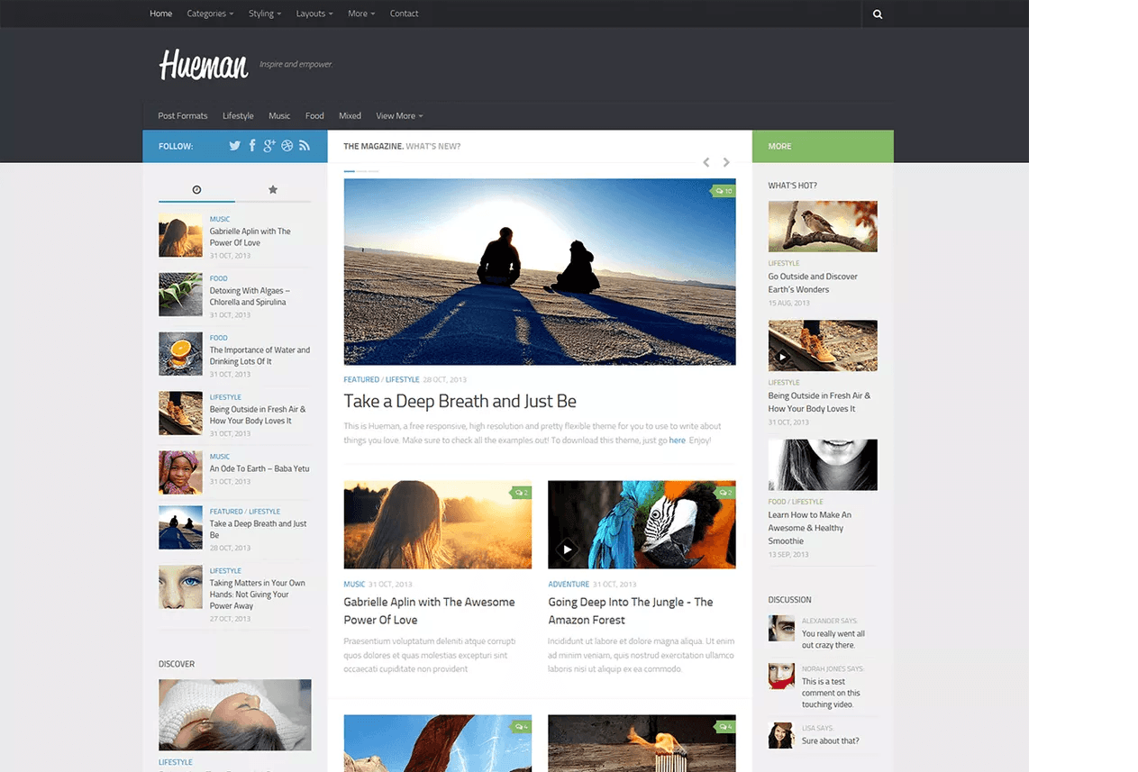 ثيمات WordPress المجانية الأكثر شيوعًا من Hueman