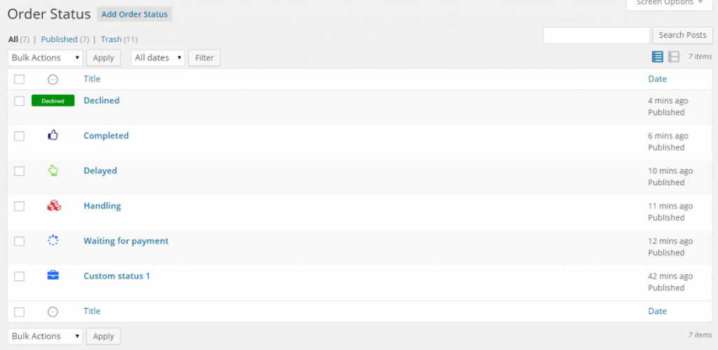 Complementos del administrador de estado de pedidos personalizados de WooCommerce