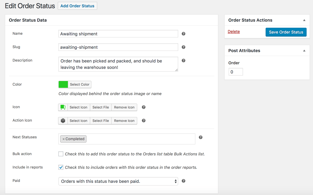 Complementos del administrador de estado de pedidos personalizados de WooCommerce