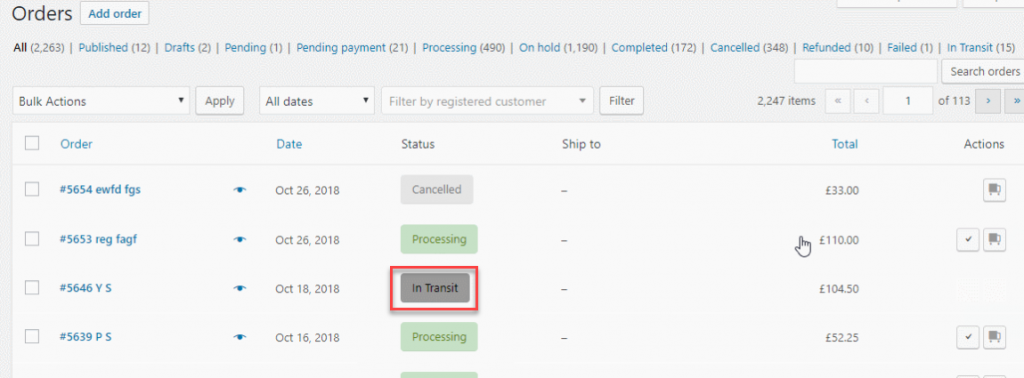 Complementos del administrador de estado de pedidos personalizados de WooCommerce