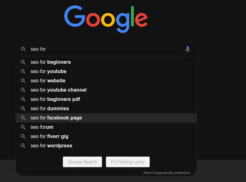 การเติมข้อความอัตโนมัติของ Google - คำหลักหางยาว