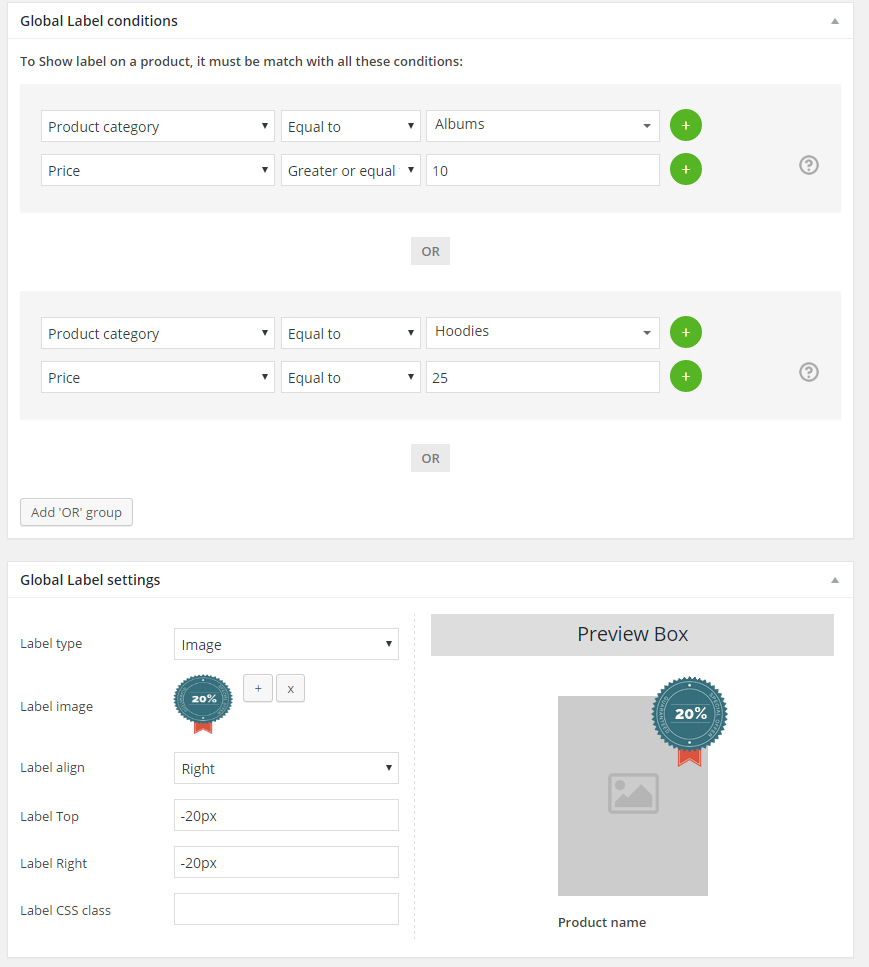 ปลั๊กอินฉลากผลิตภัณฑ์ขั้นสูงของ WooCommerce