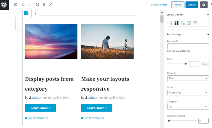 Plugin per blocchi di WordPress
