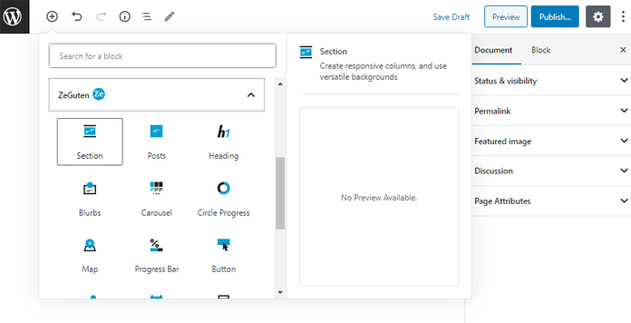 Plugin per blocchi di WordPress