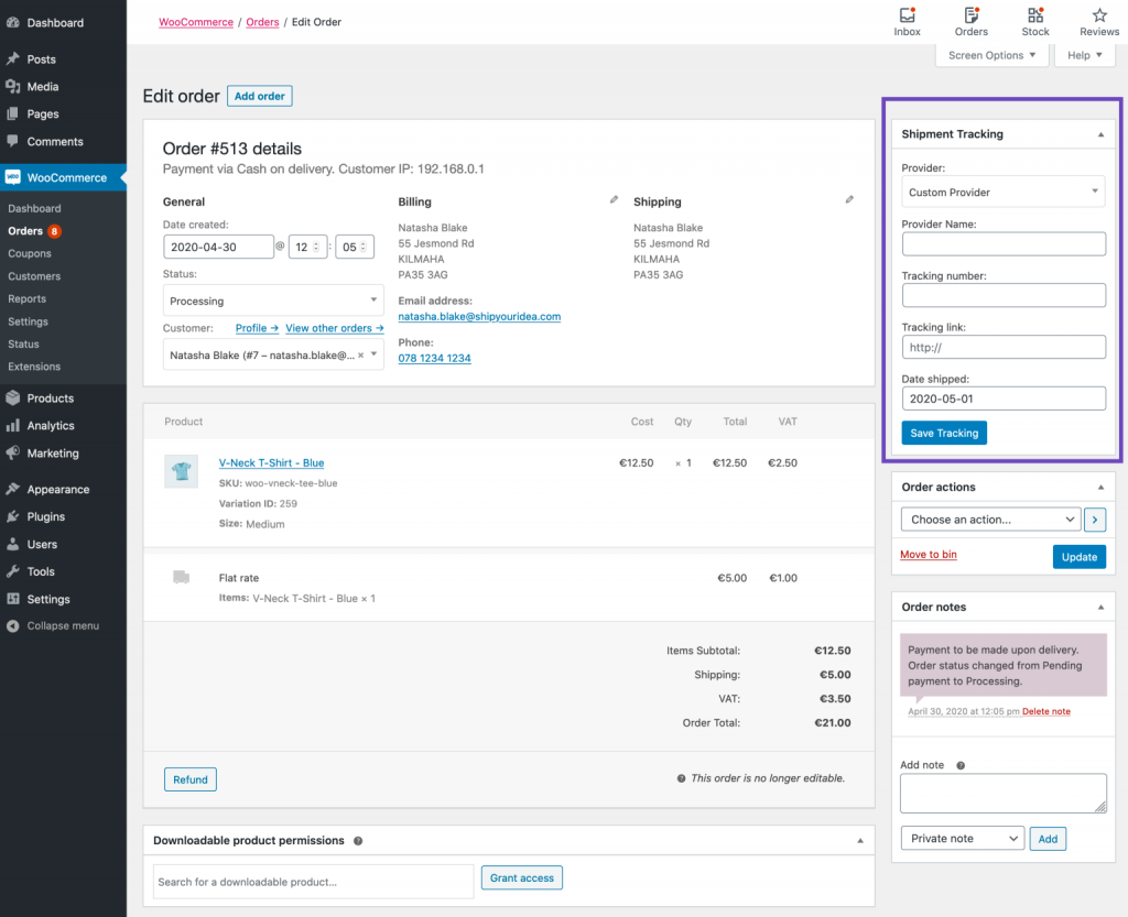 WooCommerceの貨物追跡プラグイン