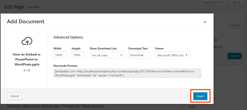Intégrer la présentation PowerPoint dans WordPress