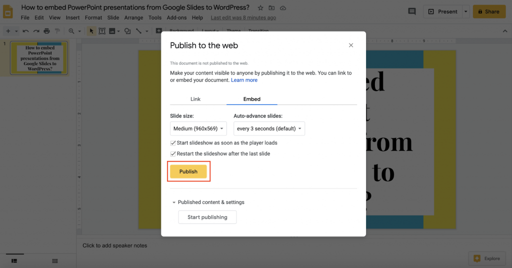 Intégrer la présentation PowerPoint dans WordPress