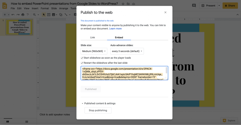 Intégrer la présentation PowerPoint dans WordPress