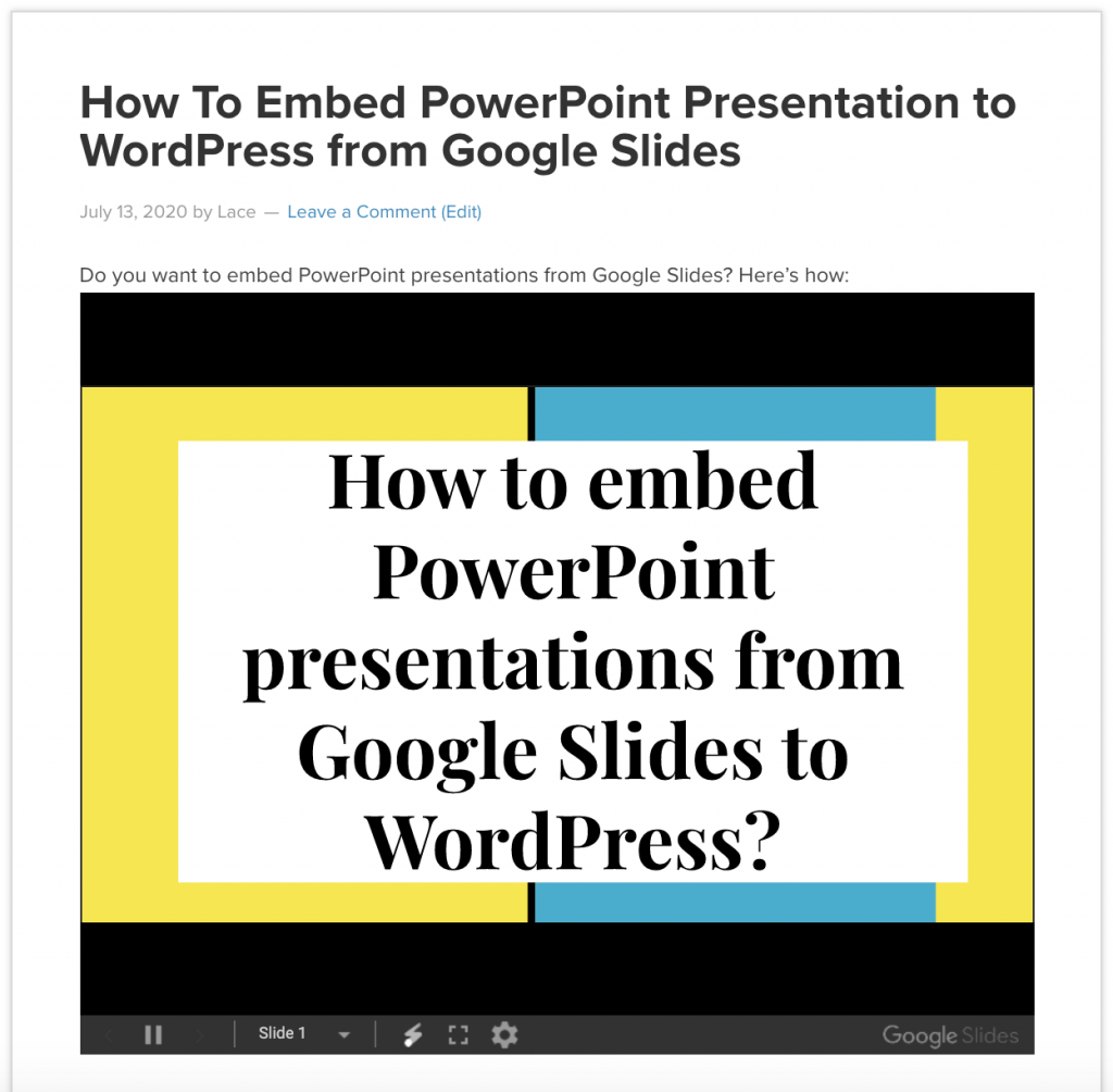 Intégrer la présentation PowerPoint dans WordPress