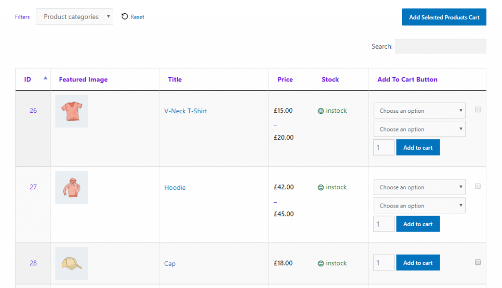 Plugin per le tabelle dei prodotti WooCommerce