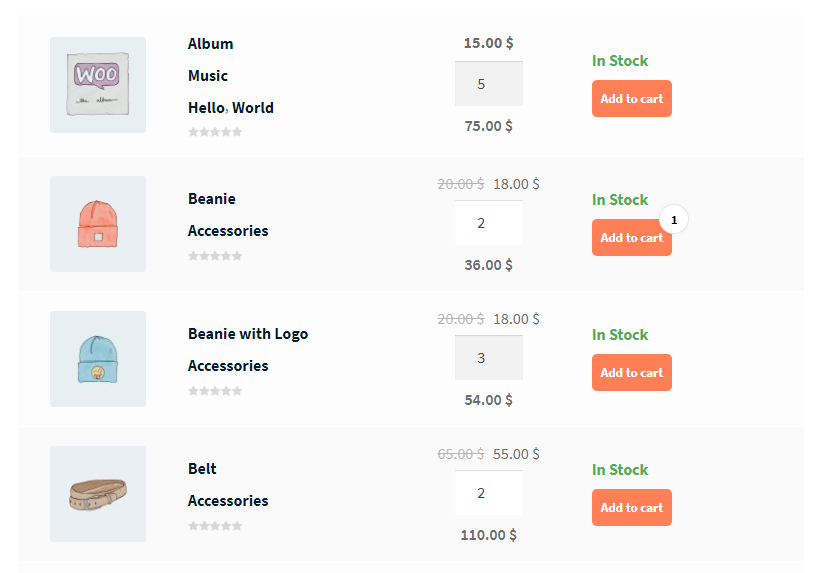 Plugin per le tabelle dei prodotti WooCommerce