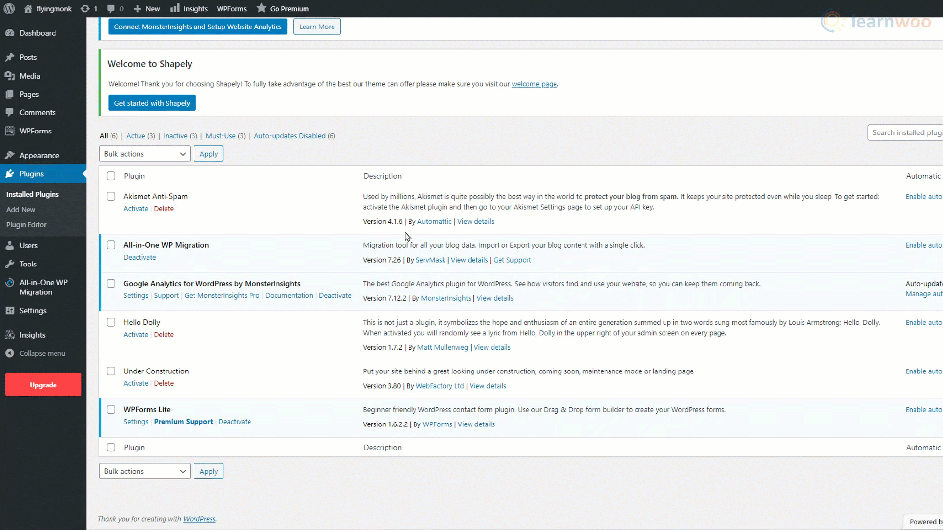 WordPress 플러그인 비활성화에 대한 gif