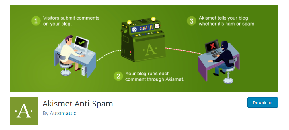 capture d'écran du plugin Akismet WordPress utilisant l'intelligence artificielle