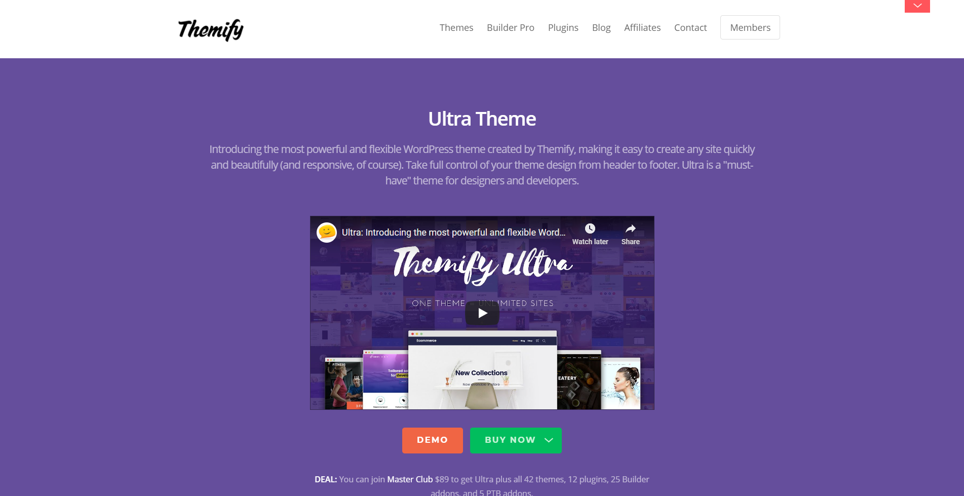 Мобильная тема домашней страницы Themify Ultra