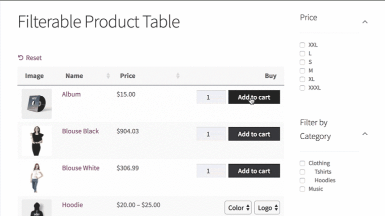 WooCommerce 제품 필터 플러그인