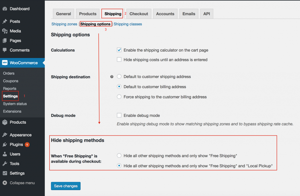 WooCommerce 免費送貨