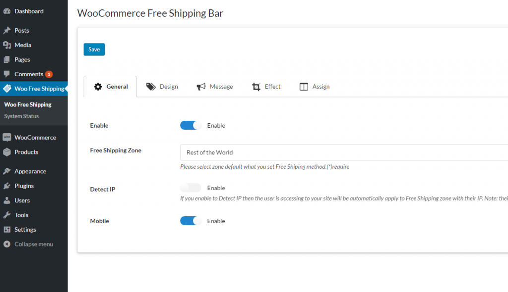 WooCommerce 免費送貨