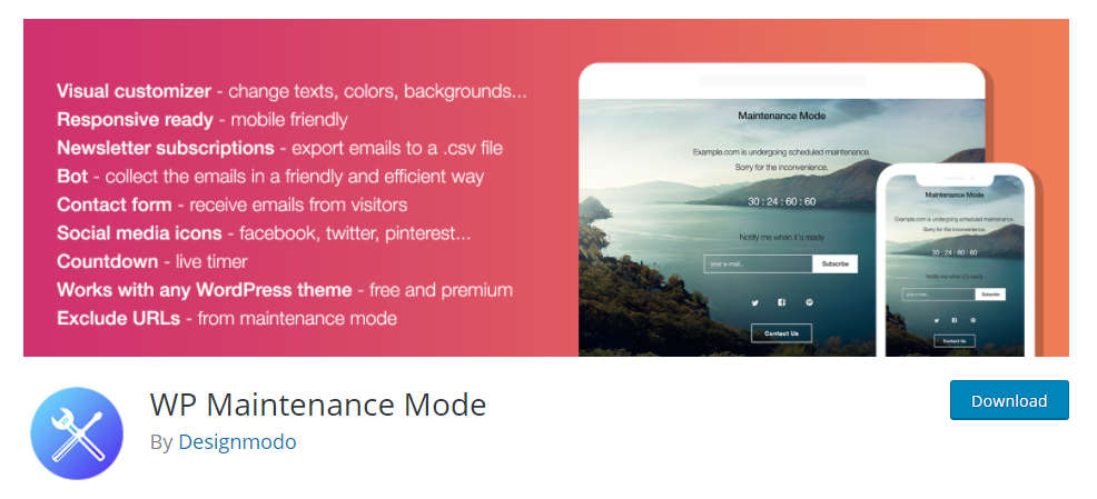 Complementos del modo de mantenimiento de WordPress