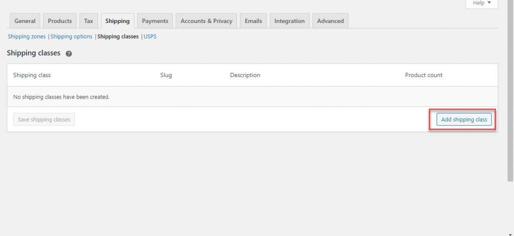 Classes d'expédition WooCommerce