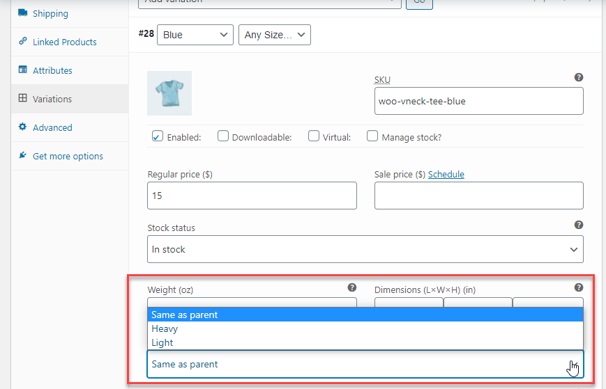 Classes d'expédition WooCommerce