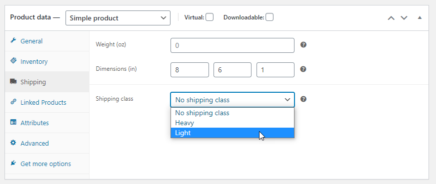Classes d'expédition WooCommerce