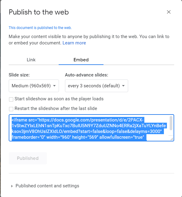 Apresentações do Google Slides no WordPress