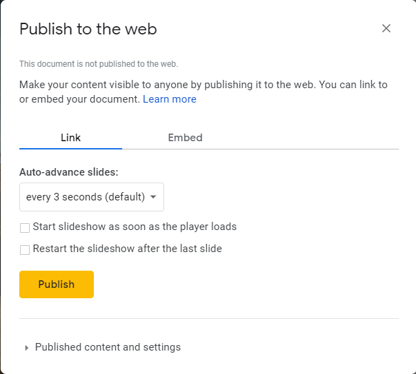 Apresentações do Google Slides no WordPress