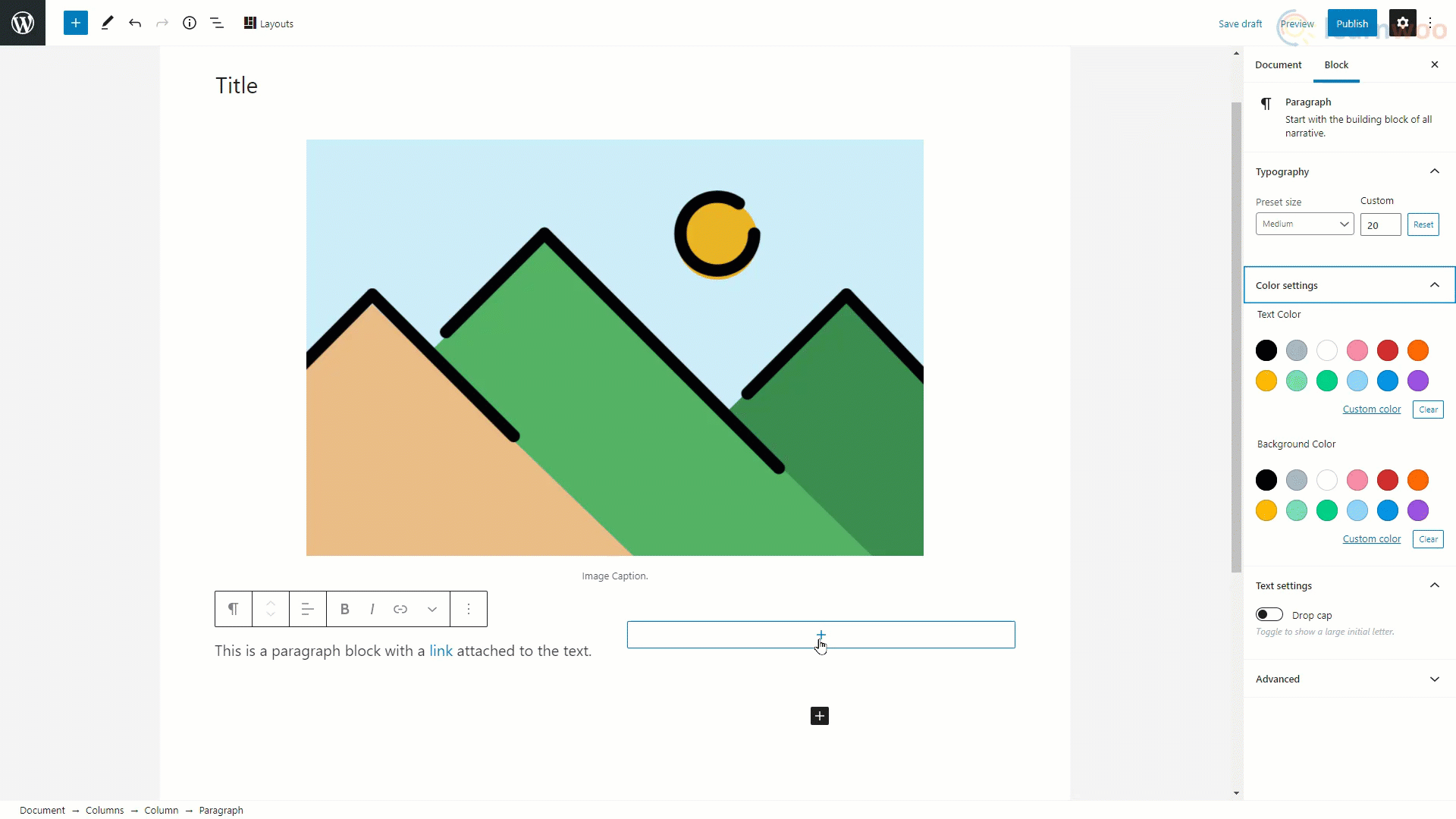 Настройка блока кнопок в WordPress Page Builder.