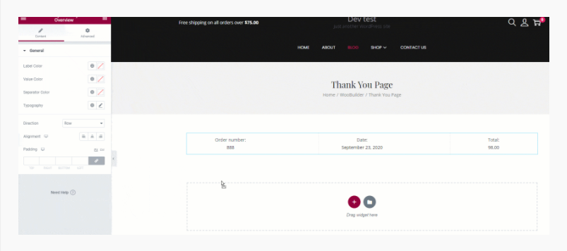 WooCommerce شكرا لك الصفحة