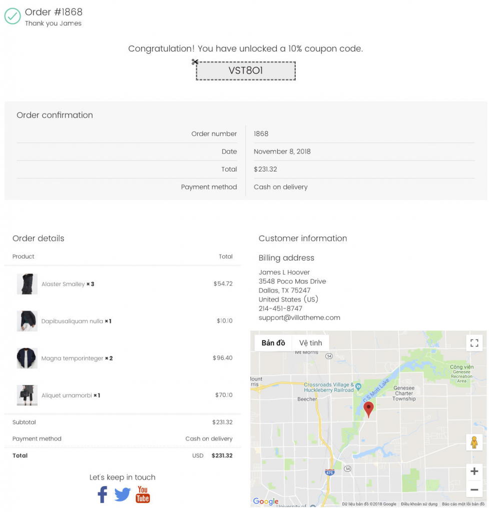 WooCommerce شكرا لك الصفحة