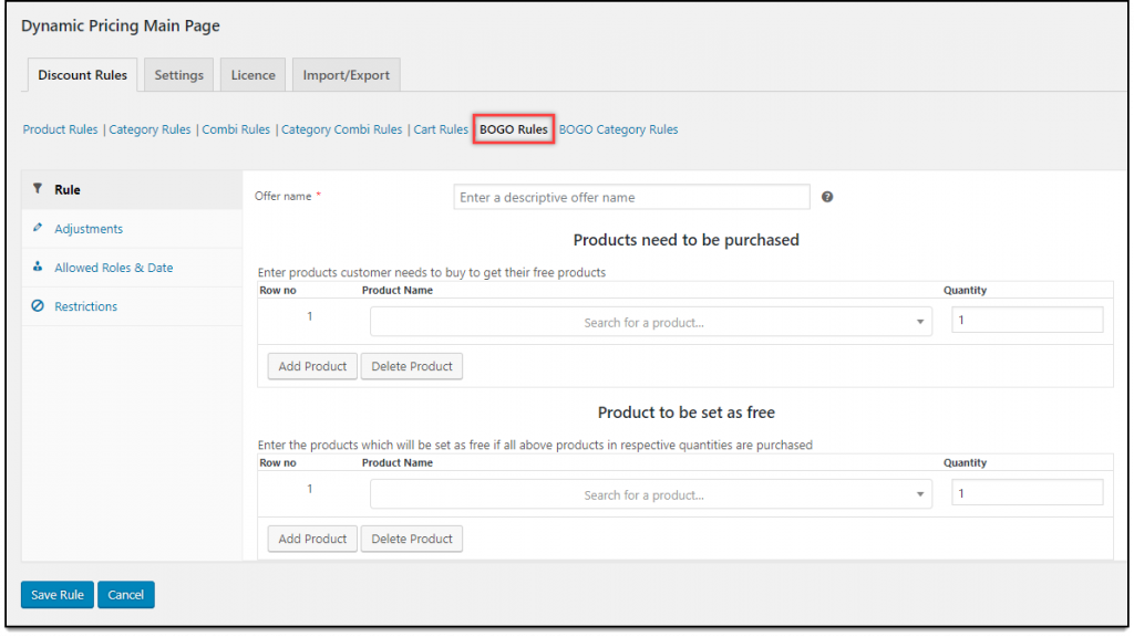 WooCommerce Acquista One Ottieni uno Plugin gratuiti