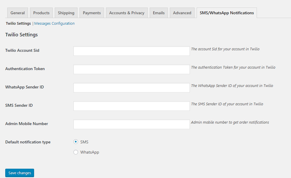 WooCommerce SMS-Benachrichtigungs-Plugins