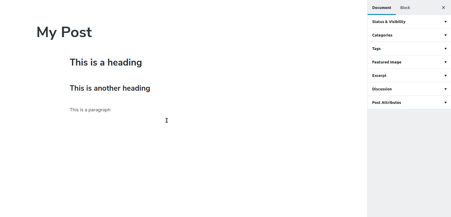 Blocos padrão do Gutenberg: subtítulo