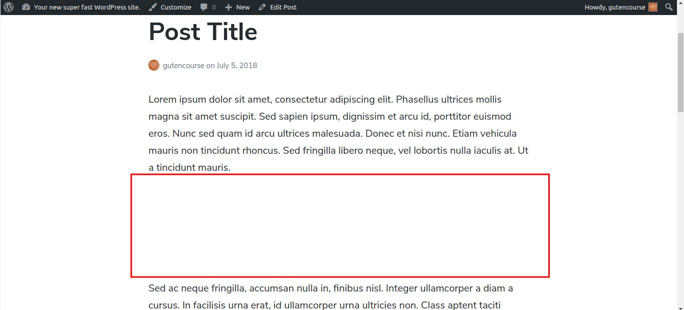 Blocos padrão do Gutenberg: Espaçador (renderizado)