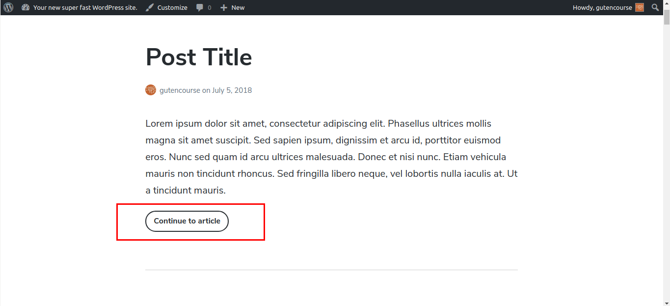 Blocos padrão do Gutenberg: Mais (renderizado)